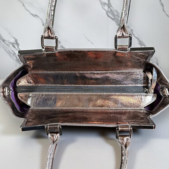 Sharif Leather & Calf Hair On SAMPLE Lion's Gate Satchel Shoulder Bag Like New - Picture 10 of 16